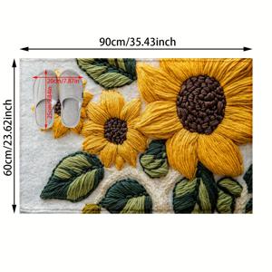 TEMU 1개 3D 욕실 매트 - 플러시 모조 캐시미어 미끄럼 방지 TPR 백킹, 세탁 가능한 장식용 도어매트, 선물 아이디어, 생동감 있는 꽃무늬 디자인