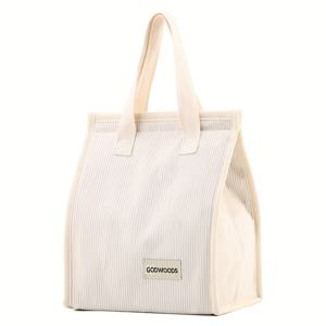 TEMU 여성 및 남성을 위한 비식품 접촉 BAGLEMON 코듀로이 절연 도시락 가방 - 휴대용, 재사용 가능한 간식 및 식사용 토트, 직장, 피크닉 및 여행에 이상적, 도시락 보