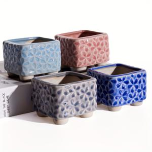 TEMU 4pcs 세라믹 플랜터, 아이스 크랙 패턴 - 경량, 실내/실외 장식용 그릇, 양초, 보니 사 트리, 가정 및 사무실 장식, 실내 식물용 플랜터, 보니 사 트리 그릇, 세련된 식물 용기, 독특한 텍스처 디자인