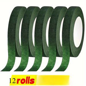 TEMU 5/12개 녹색 자체 접착 꽃 포장 테이프 - 내구성 있는 나일론, 롤당 787.4인치, 화이트 접착 가장자리가 있는 생생한 그린, DIY 플로랄 아레인지먼트용, 웨딩 파티 장식, 플로리스트 용품 - 깔끔하게 쌓인 롤, 사용하기 쉬움, 이벤트 장식, 매끄러운 질감, 나일론 소재, 접착 백킹