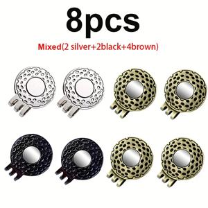TEMU 8pcs 자석 골프 모자 클립 - 주석 합금, 내구성 및 녹방 방지, 검은 니켈, 은색, 구리 - 모자, 장갑 및 옷 주머니에 있는 공 마커에 이상적, 향상된 자석 홀|볼캡