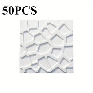 TEMU 50개 3D 벽 스티커 자체 접착 폼 벽지 - 기하학적 & 패턴, 쉽게 붙이고 떼는 잔여물 없는 리무버블, 거실 침대방 주방 발코니 천장 & 벽 장식, 현대적인 미학, 잔여물 없는 접착제|스티커