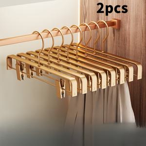 TEMU 2개 지속 가능한 알루미늄 합금 바지 걸이, 스커트 및 바지에 적합한 스케일 조절 가능한 트레이스 없는 공간 절약형 옷장 정리기, 의류 매장, 드레스 및 바지 걸이용|바지걸이