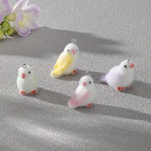 TEMU 4pcs 귀여운 푹신한 3D 파로트 새 레진 펜던트 - DIY 귀걸이, 열쇠고리 및 보석 제조 액세서리용 귀여운 만화 동물 장식, 부드러운 파스텔 색상, 공예, 특이한 펜던트에 완벽