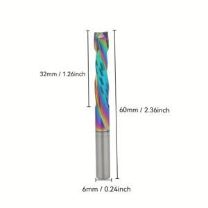 TEMU 6mm 솔리드 카바이드 스파이럴 라우터 비트, 업/다운 커터 & DLC 코팅 - 목공 및 금속 가공용 압축 CNC 엔드밀, 정밀 스파이럴 플루트 디자인, 내구성 있는 샹크
