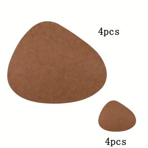 TEMU 4개/6개 세트 인조 가죽 식탁매트 & 코스터, 세척 가능한 내열성 표면, 양면 노르딕 스타일 주방 매트 + 코스터 – 할로윈, 크리스마스, 새해, 가족 모임 및 파티용 완벽한 식탁 매트