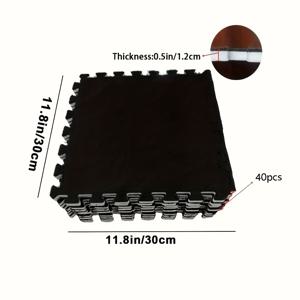TEMU 40개 조립식 바닥 매트 - 두꺼운 방음 퍼즐 매트 타일, 미끄럼 방지 백킹, 거실/침실/홈오피스용 쉬운 연결 바닥재 - 모던 블랙 & 화이트 인테리어 장식 (11.8x11.8인치) - 경목 바닥 및 카펫에 적합, 현대적인 디자인, 내구성 있는 구조, 모듈러 바닥재, DIY 애호가용