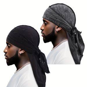 TEMU 2개 세트 레트로 찢어진 밴다나 해적 모자 헤어밴드 남성용 힙합 터번