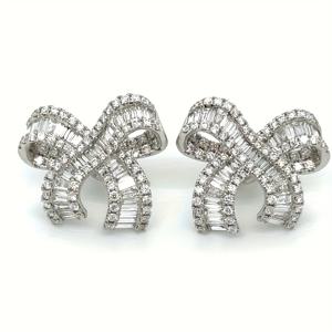 TEMU 리드키스 여성용 우아한 리본 스터드 귀걸이 - 화려한 합성 지르코니아 스톤, 일상 & 파티 착용, 졸업 선물, 생일 선물 - 여성을 위한 경제적인 럭셔리 액세서리, 데일리 웨어 주얼리, 글래머러스 디자인, K 도금 마감