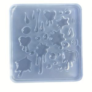 TEMU DIY 소형 물방울 레진 몰드 실리콘 - 하트, 별, 구름 모양 에폭시 레진 공예용, 무독성 유연한 투명 실리콘 몰드, 수제 주얼리, 키체인, 코스터 제작, 전기 필요 없음, 레진 키체인 부품, 기발한 디자인, 내구성 있는 공예 도구