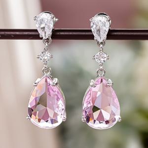 TEMU 리드키스 여성 웨딩 귀걸이 - 우아한 핑크 합성 지르코니아 드롭 주얼리, 신부용, 기념일 & 선물 - 일상 및 파티용 귀걸이, 고급 선물박스 포함, 결혼식 액세서리, 세련된 스타일, 반짝이는 , 클래식 디자인, 섬세한 장신구, 패션 여성용