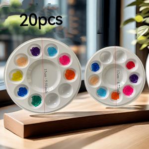 TEMU 20개 일회용 세척불가 워터 컬러 팔레트 - , 공예, DIY 프로젝트를 위한 내구성 있는 플라스틱 색다른 아트 페인팅 트레이, 페인팅 팔레트, 공예 용품, 밝은 팔레트, 쉬운 청소 재료