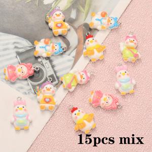 TEMU 15개 귀여운 닭과 오리 레진 장식 - DIY 열쇠고리, 목걸이, 팔찌용 미니 동물 목걸이 - 패션 옷과 액세서리, 열쇠고리 장식, 재미있는 디자인, 세부 조작