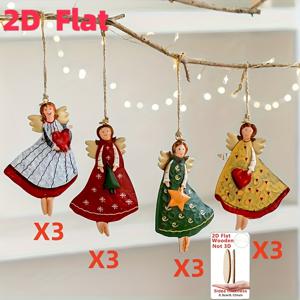 TEMU 2D 플랫 빈티지 천사 행잉 장식 12개 세트 - 판타지 테마 나무 크리스마스 트리 장식, 가벼운 디자인, 전기 불필요, 비빈티지 스타일 장식 크리스마스 장식품 나무 공예 행잉 조각 2D 플랫