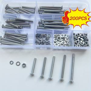 TEMU 200개 세트 M4x 30mm 35mm 40mm 50mm, 평면 헤드 육각 소켓 볼트 워셔 너트 키트, 스테인리스 스틸 304, 메트릭 육각 소켓 드라이버, 풀 스레드