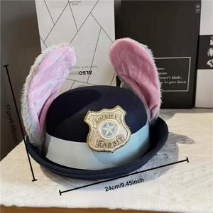TEMU 디즈니 Zootopia Judy Hopps 경찰관 모자 테마 공원 코스프레용, 사진 기회를 위한 독특한 작은 모자 액세서리