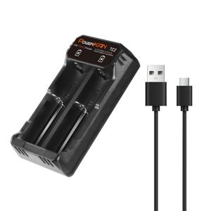 TEMU POWERKAN 듀얼 슬롯 USB-C 고속 충전기 - 26650/18650/21700/16340/10440 리튬이온 호환, 플래시라이트·헤드램프·캠핑등 동시 충전 가능, 전 세계 플러그 호환, 휴대용 파워뱅크, 내구성 강화, 멀티배터리 독, 야외 사용에 적합한 기술 애호가용