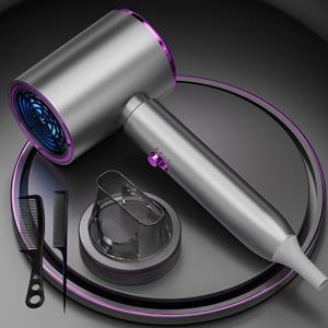TEMU 2100W 프로페셔널 헤어 드라이어 - 빠른 건조, 3단계 속도 조절 & 집중 노즐, 강력한 열 발산, 미끄럼 방지 그립 핸들, 젖은 머리 안전 사용 가능 - 홈, 살롱, 여행용, 유럽형 플러그 (220V), 세련된 디자인, 효율적 건조, 가정 및 전문 스타일링에 이상적