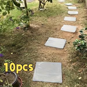 TEMU 10개 인공 돌 계단 돌 - 레진 잔디 통로 장식, 내구성 있는 플라스틱 포장석, 마당 및 정원용, 쉬운 설치, 회색의 자연스러운 돌 느낌, 야외 공간에 완벽, 정원 통로 개선 | 자연스러운 돌 느낌 | 내구성 있는 플라스틱