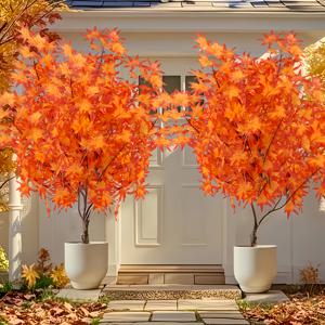 TEMU 2개 세트 리얼리스틱 레드 메이플 트리 - 35.4인치 초대형 인공 가을 잎사귀, 오렌지에서 빨강으로 생생한 색상, 할로윈/크리스마스/추수감사절/옥토버페스트용 실내외 장식 - 내구성 플라스틱 소재, 쉬운 설치, 화분 불필요, 홈&오피스&가든 , 긴급 재질, 휴일 쇼핑러를 위한 가을 테마 장식