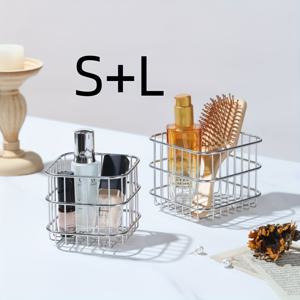 TEMU 2개/1개 스퀘어 스테인리스 스틸 보관 바구니, 화장품 정리함, 다용도 사무실 & 욕실 필통 – 완벽한 어머니날 선물