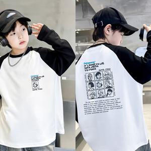 TEMU 남아용 오버사이즈 래글런 소매 티셔츠 - 일본 애니메이션 만화 그래픽 프린트, 화이트 & 블랙 캐주얼 긴팔 셔츠, 쿨 웨더용 루즈핏, 세탁기 사용 가능 '애니메 앱렐'