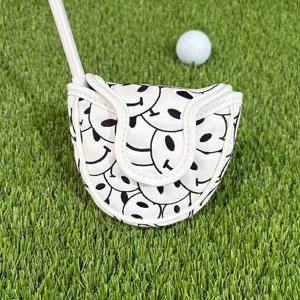 TEMU 두꺼운 가장자리가 있는 내구성 있는 하프 라운드 퍼터 커버 - 가벼운 보호 골프 퍼터 프로텍터, 블랙 & 화이트 디자인, 안전한 핏을 위한 후크 앤 루프 클로저, 아버지의 날, 춘절, 중간 가을 축제, 용선 보트 축제, 송크란, 골프 액세서리, 골프 클럽 보호, 스타일리시한 골프 액세서리, 고품질 소재, 골프 애호가용