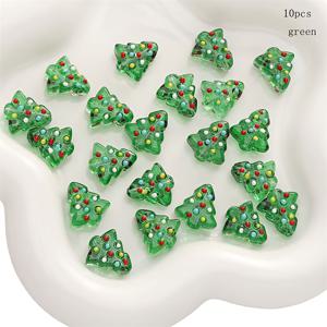 TEMU 10개 수제 유리 크리스마스 트리 장식품 - 1.5x1.7cm 다색 & 단색 수직 구멍 비즈 DIY 주얼리 만들기용, 귀걸이, 펜던트, 휴일 장식 ( 스타일, 크리스마스 & 추수감사절 공예 재료), 겨울 비즈, 크리스마스 비즈, 크리스마스 펜던트, 주얼리 제작 용품, 팔찌용 매력, 팔찌용 비즈, 펜던트 제작용