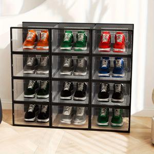 TEMU 12개 세트 - 헤비듀티 투명화장품 수납함 (플립탑 뚜껑) / 12구획, 공간절약형 버티컬디자인 / 먼지방지 및 습기 차단 / 튼튼한 베이스 / 신발정리용 / 홈오거나이저 / 고급폴리프로필렌제작|거실장