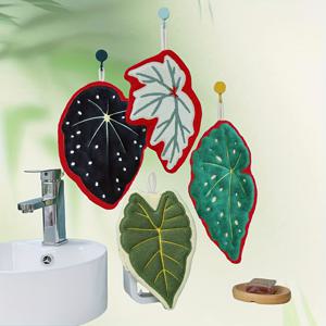 TEMU 4pcs 코랄 메이플 리프 타월, 식물 잎 디자인, 홈 데코, 편리한 걸이형, 고흡수 & 빠른 건조, 귀엽고 부드러운 주방 & 욕실 손끝 타월, 크리스마스 선물