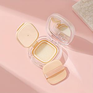 TEMU 1개, 에어 쿠션 파운데이션 빈 박스, 14G 용량, 재사용 가능한 파운데이션 리퀴드 BB 크림 샘플 용기 - 내장 미러 및 파우더 퍼프 포함, 휴대용 플립 디자인 및 스펀지, 여행 필수품