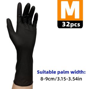 TEMU 32개입 12인치 블랙 니트릴 청소 장갑, 텍스처 손가락 끝, 터치스크린 호환, 페인팅, 네일 아트, 타투, 가정 청소용