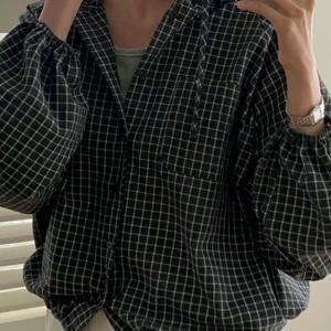 TEMU C 레트로 체크무늬 후드 자외선 차단 셔츠 재킷, 심플 캐주얼 루즈 롱 슬리브 체크 셔츠 0303188