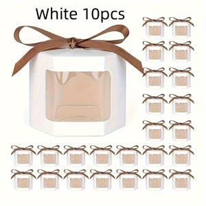TEMU 10개/팩, 디스플레이 윈도우가 있는 기프트 박스, 뚜껑이 있는 육각형 종이 상자, 선물, 수공예품, 결혼식 파티, 생일 선물 상자, 가장 저렴한 품목, 포장 상자, 결혼식 장식, 결혼식