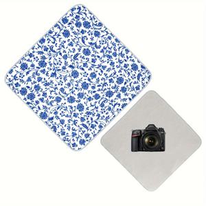 TEMU TRUIFOTO 카메라 렌즈 보호대, 단일층 방수 자체 접착 폴리에스터 섬유 랩, 파란색과 흰색 꽃무늬, DSLR 및 미러리스 렌즈 보호용 보호 커버 | 꽃무늬 디자인 | 내구성 있는 폴리에스터 소재