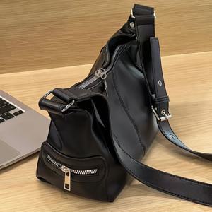 TEMU 2024년 봄 여름 신상품 여성용 하이엔드 블랙 싱글 숄더백 대용량 스타일 언더암 백 크로스바디 핸드백