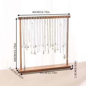 TEMU 오벌 후크가 달린 천연 목재 멀티 훅 목걸이 디스플레이 스탠드 - 홈 데코, 부티크 및 소매점용 러스틱 주얼리 오거나이저 - 견고한 데스크탑 주얼리 랙, 조립 불필요, 간편 디자인, 도구 없이 조립 가능한 주얼리 타워