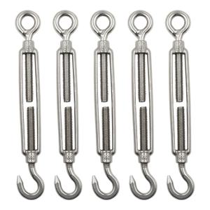 TEMU 와이어 로프 장력용 5개 M8 스테인리스 스틸 후크 & 아이 터너블 - 튼튼한 304 재질
