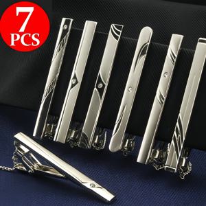 TEMU 직장용 타이 클립 세트 7개, 저렴한 실버 남성 정장 액세서리 6cm/2.36인치 선물