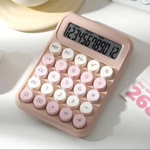 TEMU 12자리 LED 데스크탑 계산기 - 캔디 블루 & 그린 디자인, 섬세한 클릭 소리, 배터리 구동 (배터리 미포함), 사무실 및 가정용|계산기