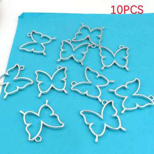 TEMU 귀여운 다용도 나비 모양 합금 비드 프레임 10개, 0.4CM*3.7*3.3cm 에폭시 레진 DIY 몰드 - 팔찌, 목걸이, 귀걸이 제작 소품