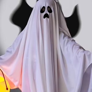 TEMU 할로윈 파티 화이트 의상 - 텐트 고스트 케이프 마스케라데용, 후드 폴리에스테르 클로크 약간의 스트레치, 할로윈 이벤트용 솔리드 컬러 디자인, 할로윈 의상
