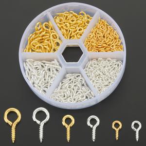 TEMU 400개/박 합금 DIY 양 눈 핀 액세서리, 4×8mm 200개, 5×10mm 120개 및 6×13mm 80개가 포함된 양 코 조합 팩의 세 가지 크기, 보석 만들기, 브로치, 공예, 장식 비즈 커넥터, 펜던트 목걸이 커넥터, 9줄 펜던트, 링 클로저 양 눈 스크루 핀, 가방 전화 키 체인 매달린 로프 액세서리