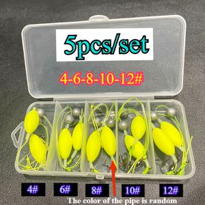 TEMU 5개/세트 새로 업그레이드된 4#6#8#10#12 사이즈 연어 플라이 낚시 키트, 대형 물고기용 이세 니 훅이 달린 안티플래시 라인 더블 후크 세트