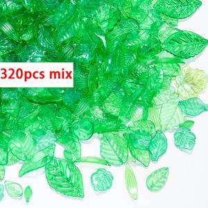 TEMU 320개 그린 아크릴 메이플 리프 비즈 - 자연에서 영감을 받은 반투명 그라데이션 컬러 (), 다양한 모양 (전체, 하트 & 티어드롭) - DIY 목걸이, 귀걸이, 팔찌 제작용 내구성 있는 아크릴 비즈, 가을, 웨딩, 일상 주얼리 디자인, 생동감 넘치는 색상의 비즈