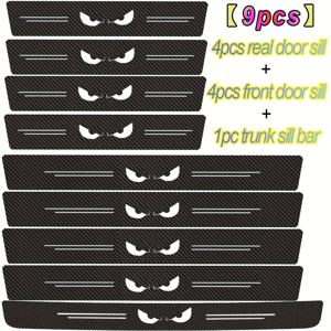 TEMU 9개입 범용 카본 파이버 스티커 자동차 도어스텝 보호 필름 방수 매트 블랙 나노 스틱 - 차체 긁힘 방지