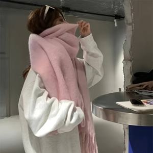TEMU 1개 여성용 플러시 인조 스카프 숄 - 오버사이즈 롱 윈터 칼라, 소프트 핑크(다크 쉐이드까지) 방풍 보온 코트 액세서리, 세탁기 사용 가능한 우아한 랩, 추운 날씨, 파티 및 일상 사용 - 신축성 없는 내구성 디자인