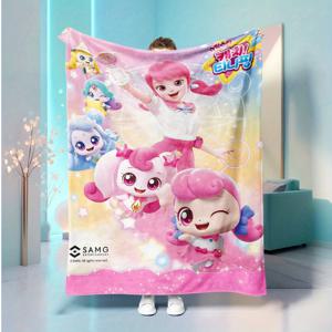 TEMU 1개 헤비웨이트 230GSM 플란넬 담요 - 소프트 핑크 & 파스텔 캐릭터, 사계절용 럭셔리 이불커버 (쇼파/캠핑/오피스) - 여성과 소녀를 위한 완벽한 생일·휴가 선물, 쿠션 커버, 세련된 홈데코, 기하학적 패턴, 고품질 소재, 내구성 있는 제작, 다목적 액세서리, 홈 필수템