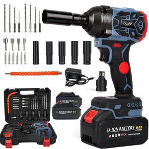 TEMU ocicc 브러시리스 리튬배터리 임팩 전동렌치 대용량 배터리 2개 풀세트 무선 및 충전식 자동차 트럭 잔디톱 가정용으로 이상적 충전식 배터리