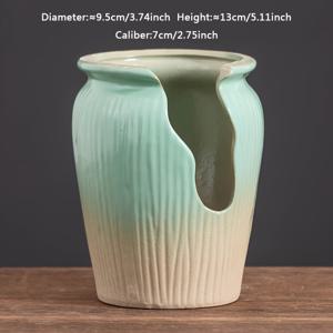 TEMU 빈티지 세라믹 다육이 화분 & 분재 화분 - 배수구 포함, 균열 클레이 질감 타원형 플라워 포트, 실내/야외용, 앤티크 풍경 식물 심기 용기, 다육이, 정원, 미니 나무용